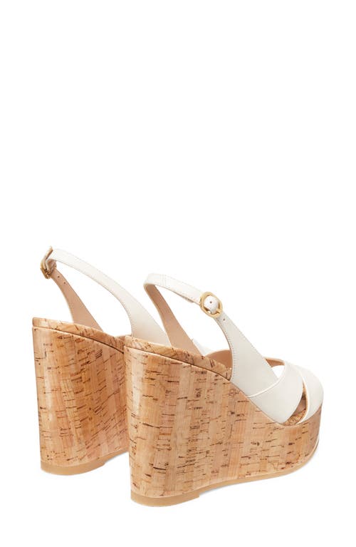 Stuart Weitzman Carmen Patent Slingback Wedge Sandals In Seashell