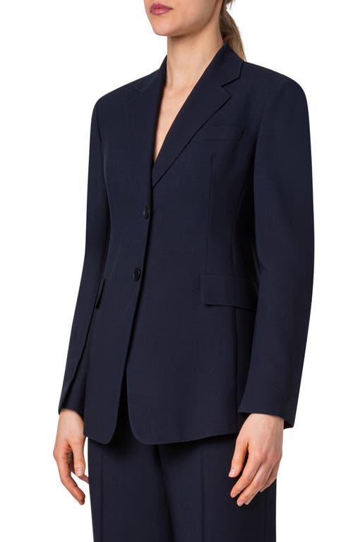 Akris Taddeo Cashmere & Linen Blend Jacket In Navy