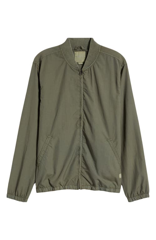 Shop Rvca Vacancy Linen & Cotton Bomber Jacket In Sage Leaf