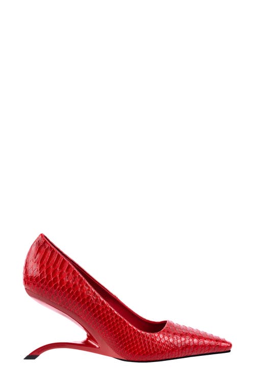 Ninety Union Intense Snake Embossed Pump In Red Snake