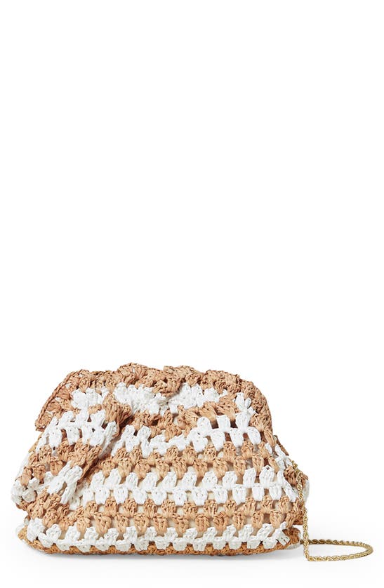 Loeffler Randall Mini Willa Cinch Clutch In Natural/ Cream Crochet