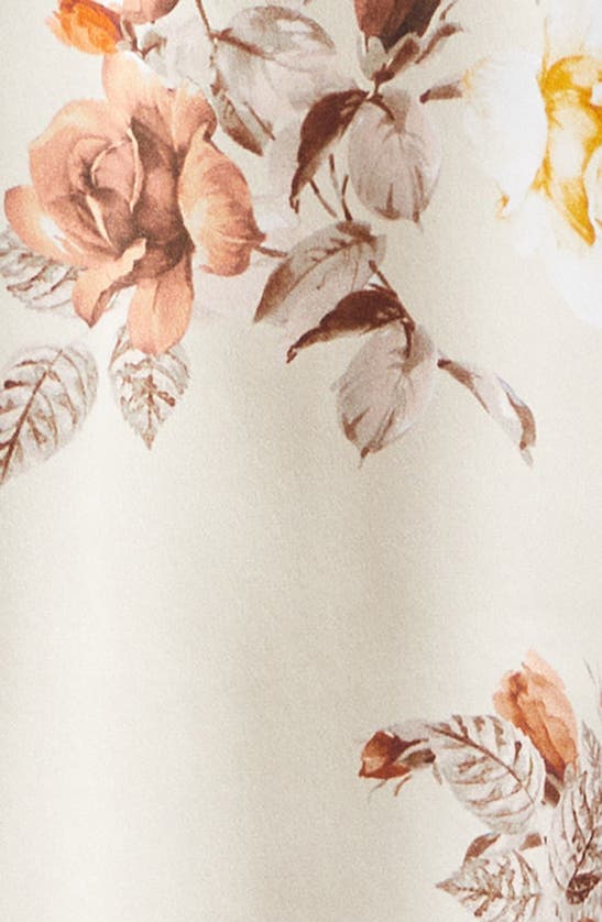 Shop L Agence Dani Floral Silk Satin Button-up Shirt In Buff Multi Tonal Rose Floral