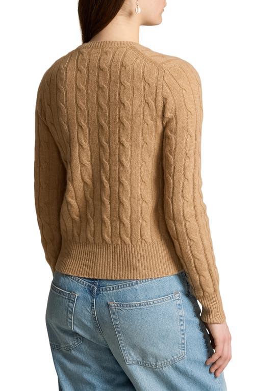 Shop Polo Ralph Lauren Cable Cashmere Cardigan In Collection Camel Melange