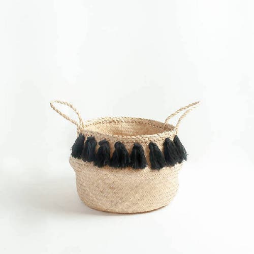 Creative Women Black Tasseled Belly Basket In Black