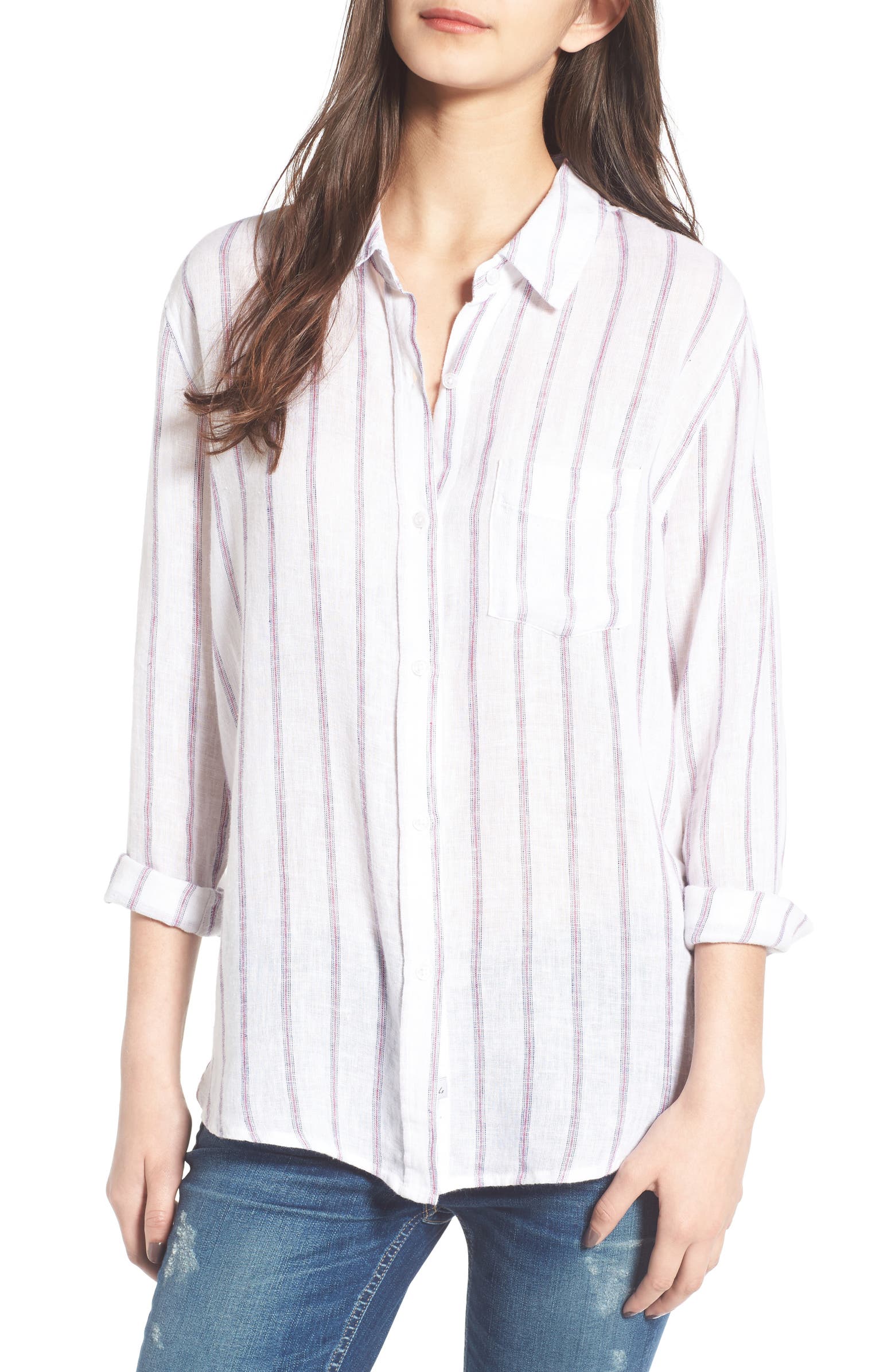 Rails Charli Stripe Linen Blend Shirt | Nordstrom