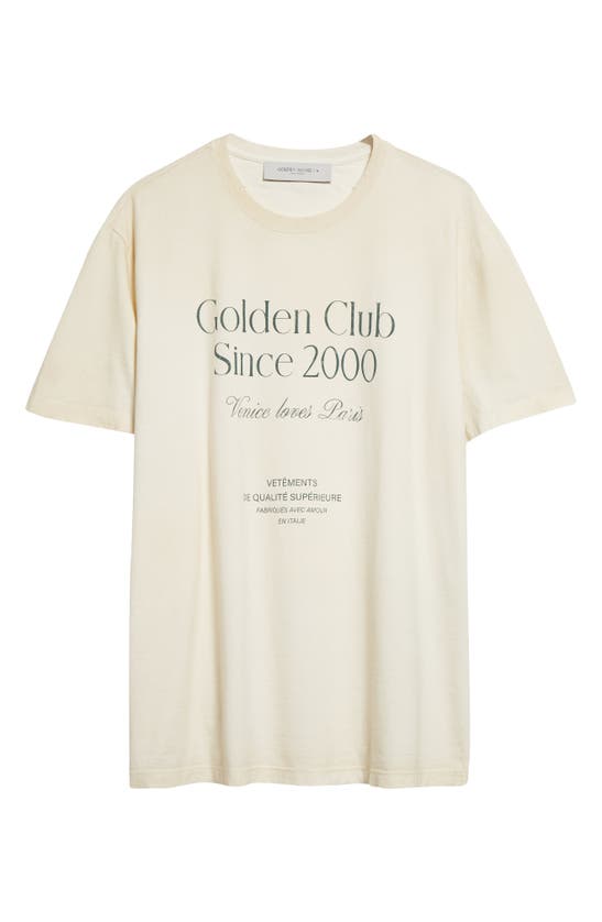 Shop Golden Goose Journey Cotton Graphic T-shirt In Heritage White/ Dark Green