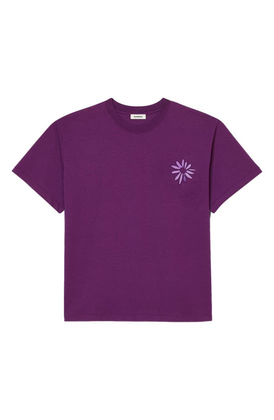 Shop Sandro Glossy Flower Graphic T-shirt In Purple