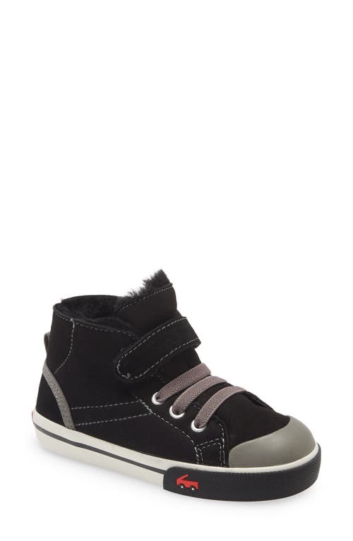 See Kai Run Devon Genuine Shearling Lined Sneaker in Black Shearling at Nordstrom, Size 11 M