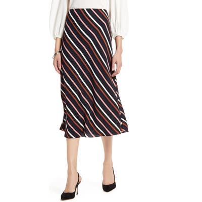 Halogen Bias Cut A-Line Midi Skirt, Black