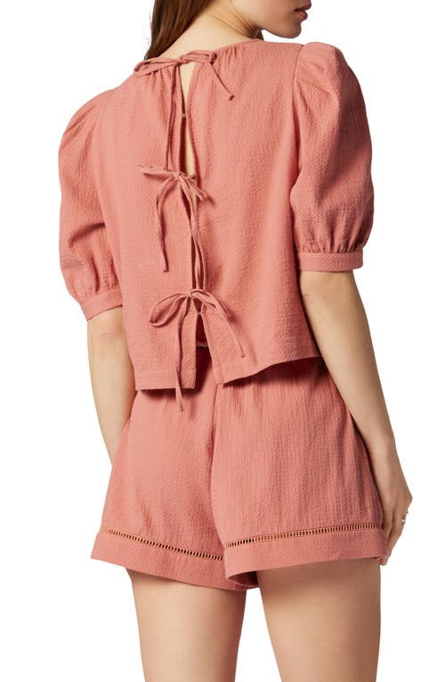 Shop Joie Moira Textured Tie Back Puff Sleeve Top In Canyon Rose