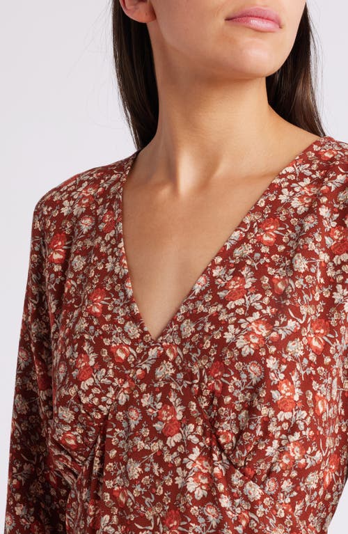 Shop Treasure & Bond Floral Long Sleeve Maxi Dress In Rust- Red George Floral