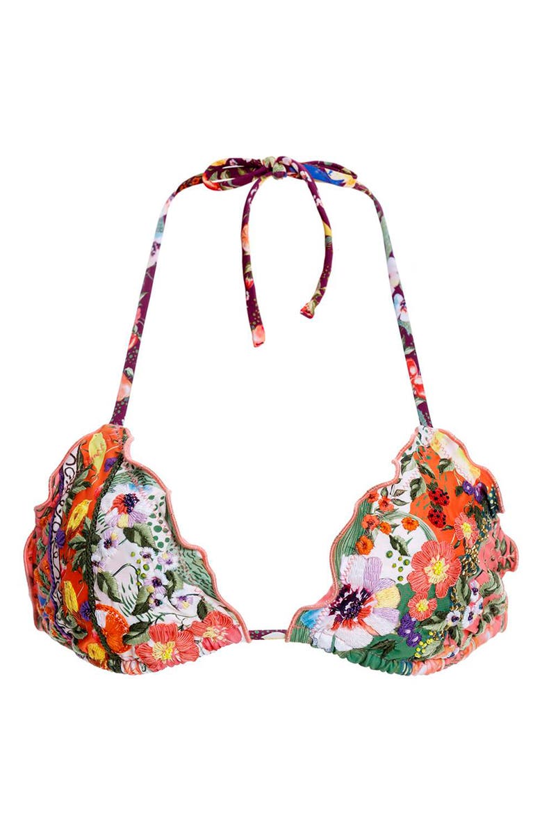 Agua Bendita Lolita Seed Hand Embroidered Triangle Bikini Top | Nordstrom