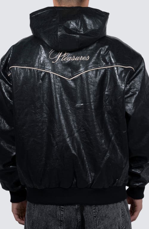 PLEASURES PLEASURES REVENGE HOODED FAUX LEATHER WORK JACKET 