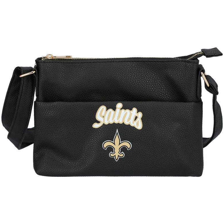 Foco New Orleans Saints Logo Script Crossbody Handbag In Black