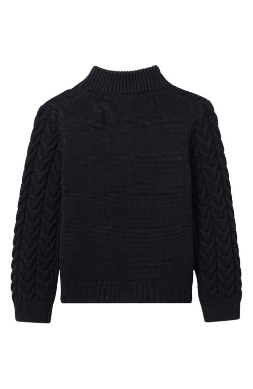 Shop Reiss Kids' Tamworth Sr. Cable Half Zip Sweater In Navy