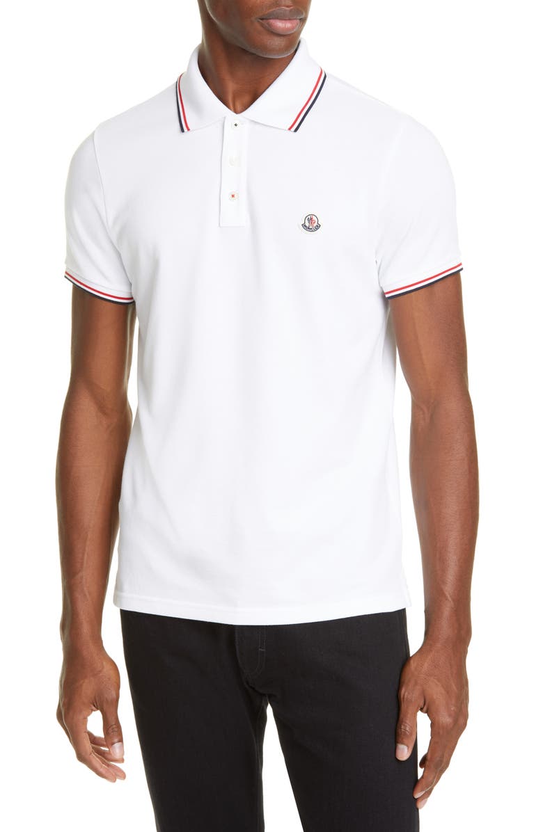 Moncler Tipped Solid Short Sleeve Piqué Polo | Nordstrom