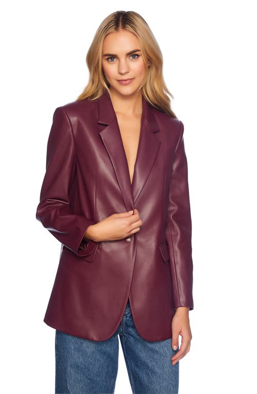 Shop Susana Monaco Faux Leather One-button Boyfriend Blazer In Malbec