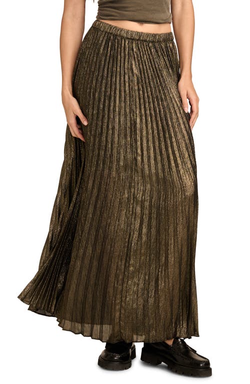 Lucky Brand Metallic Pleated Maxi Skirt In Gold