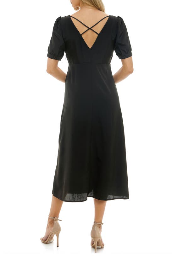 Shop Socialite Puff Sleeve Bias Midi Dress In Black