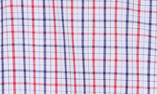 Lorenzo Uomo Check Print Trim Fit Long Sleeve Cotton Button-up Shirt In White/navy/red