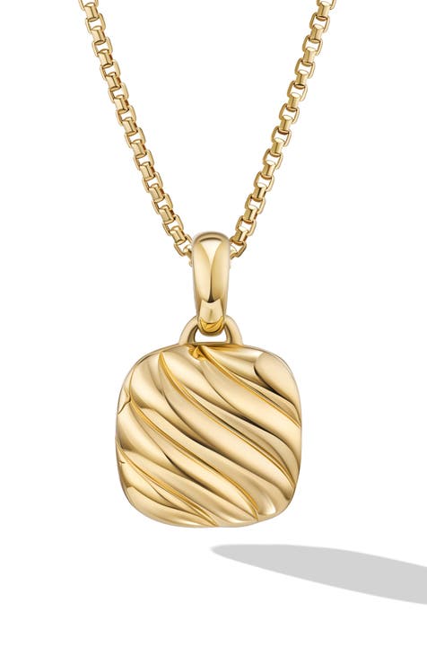 Sculpted Cable 18K Yellow Gold Square Locket, 14.5mm
