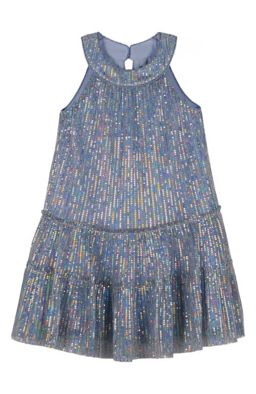 Shop Zunie Kids' Foil Dot Party Dress In Periwinkle