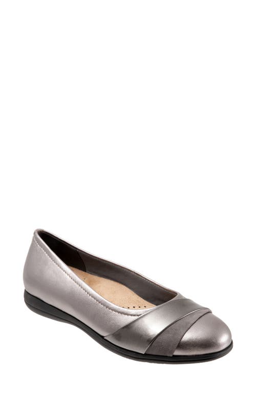 Trotters Danni Leather & Suede Flat Pewter at Nordstrom,