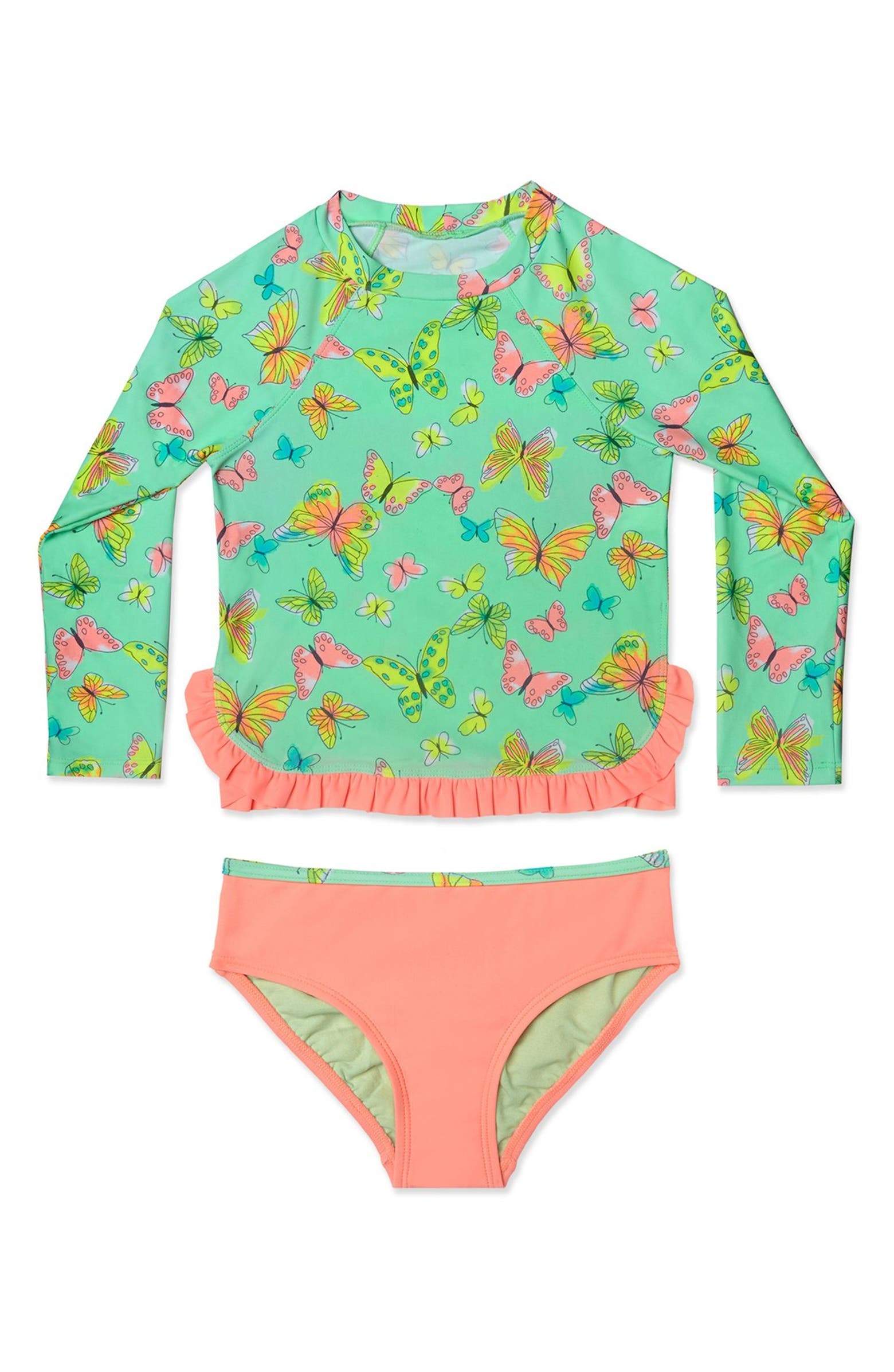 Hula Star 'Butterfly' Two-Piece Rashguard Swimsuit (Toddler Girls ...