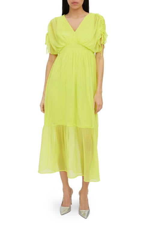 Cap Sleeve Ruffle Dress in Limeade