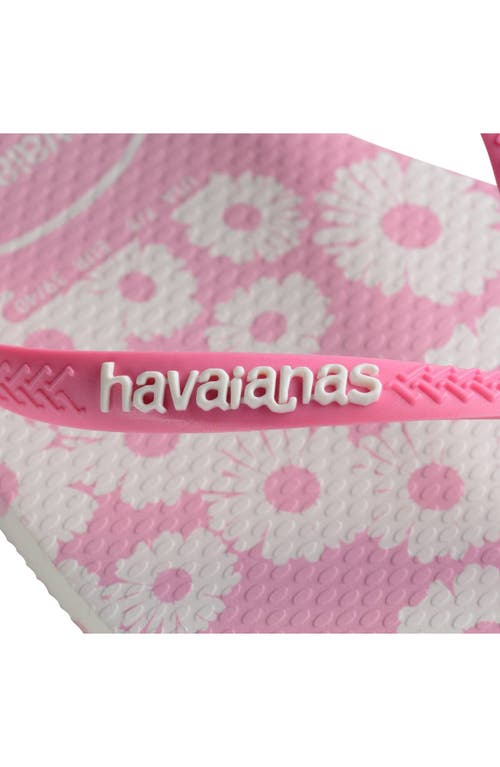 Shop Havaianas Slim Daisy Flip Flop In White/rose