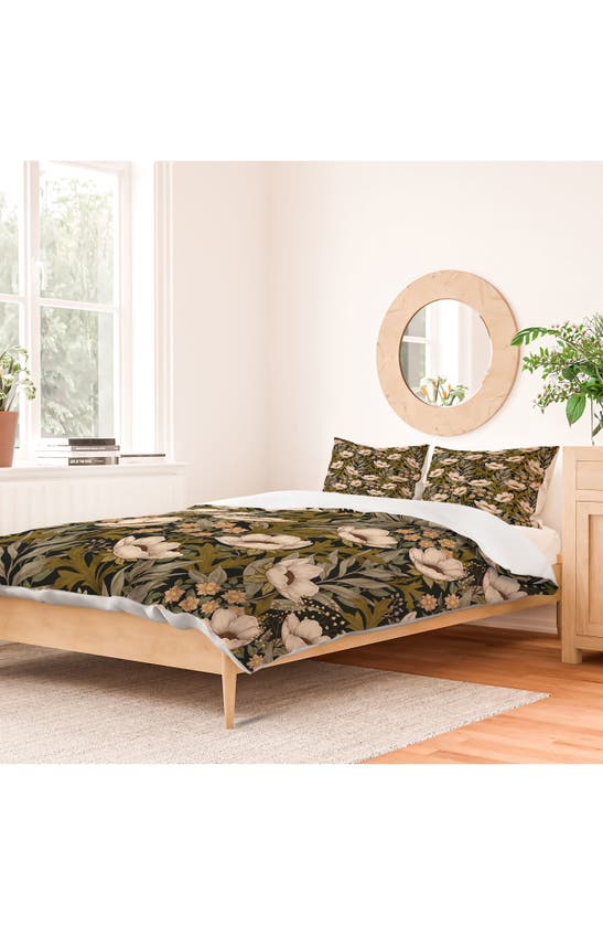 Deny Designs Floral Meadow Spring Green Duvet Cover & Shams Set In Green