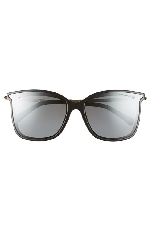 Shop Michael Kors 61mm Polarized Cat Eye Sunglasses In Black/grey Grad Mirr