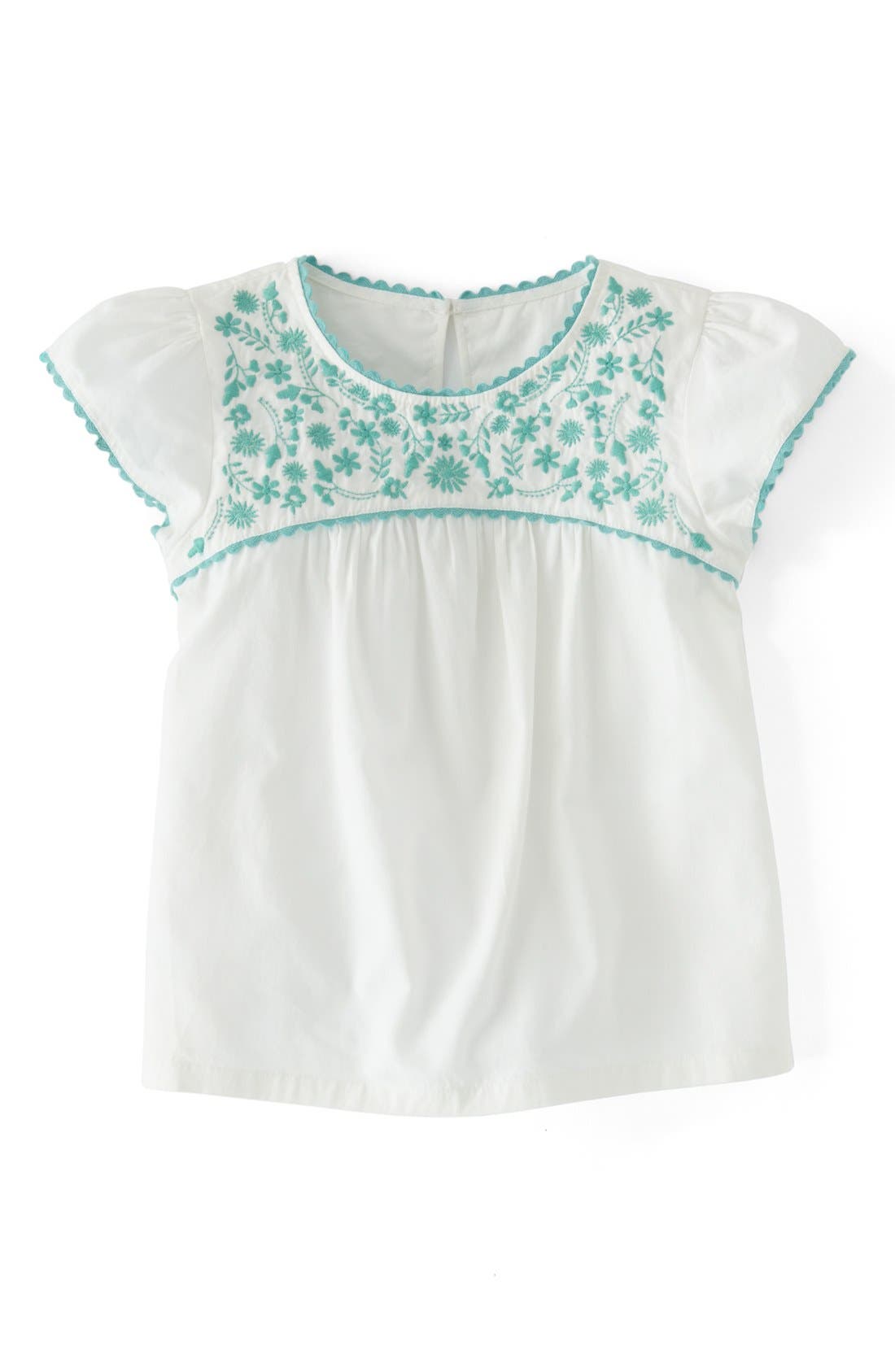 Mini Boden Embroidered Folk Top (Toddler Girls, Little Girls & Big