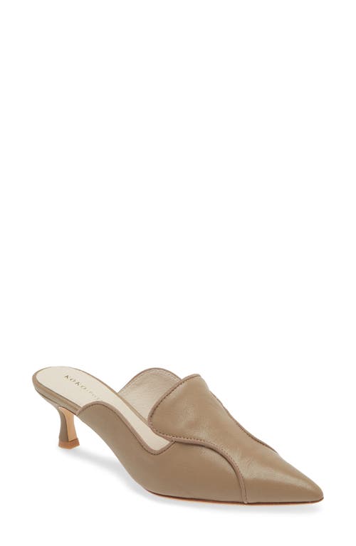 Shop Koko + Palenki Parker Pointed Toe Kitten Heel Mule In Camel Leather