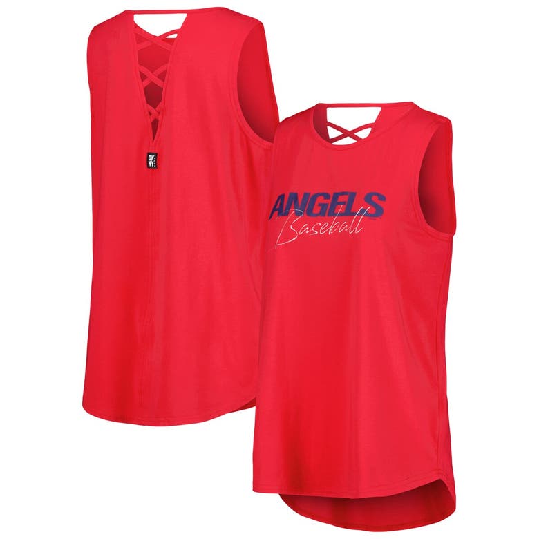 Shop Dkny Sport Red Los Angeles Angels Claire Fashion Tri-blend Tank Top