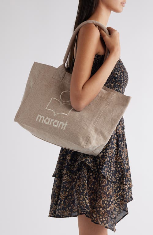 Isabel Marant Yenky Zipped Embroidered Logo Canvas Tote In Beige