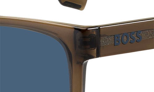 Shop Hugo Boss Boss 55mm Rectangular Sunglasses In Brown/blue