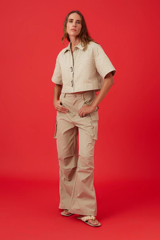 Shop Nocturne Cargo Pants With Pockets In Dark Beige