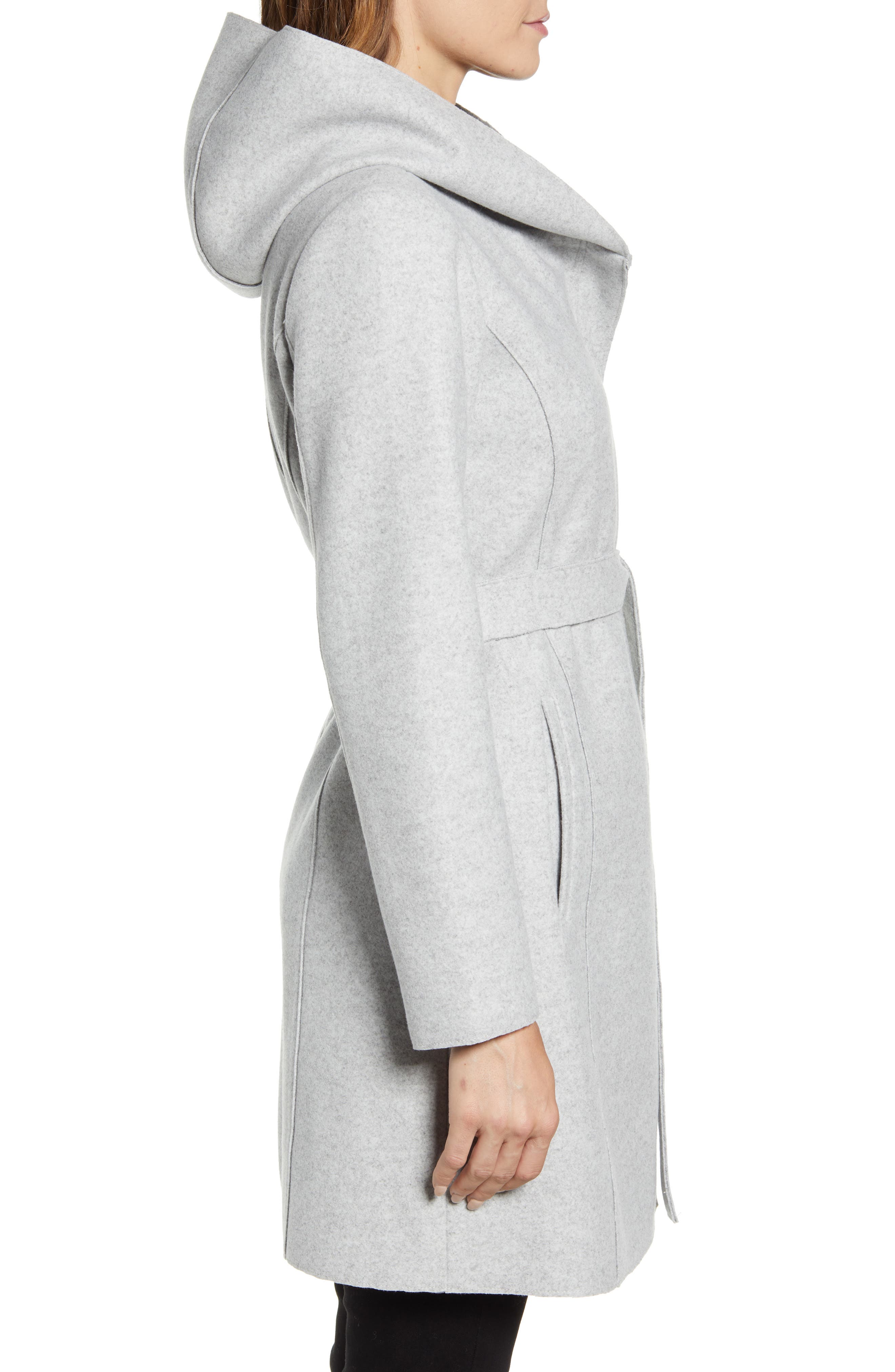 hooded faux wrap coat bernardo