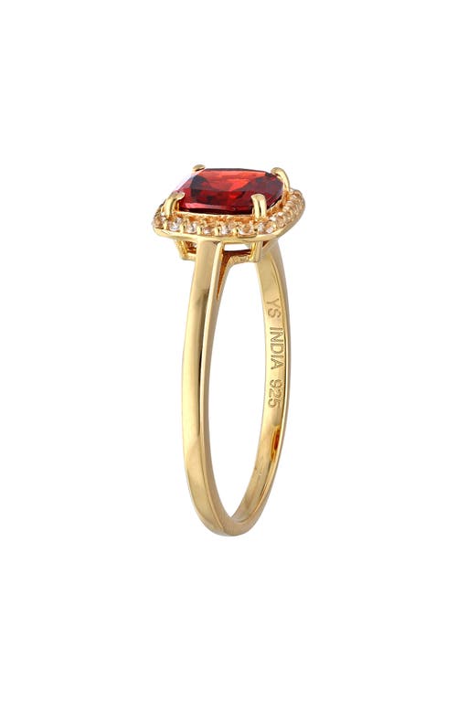 Ys Gems Garnet & White Topaz Ring In Red
