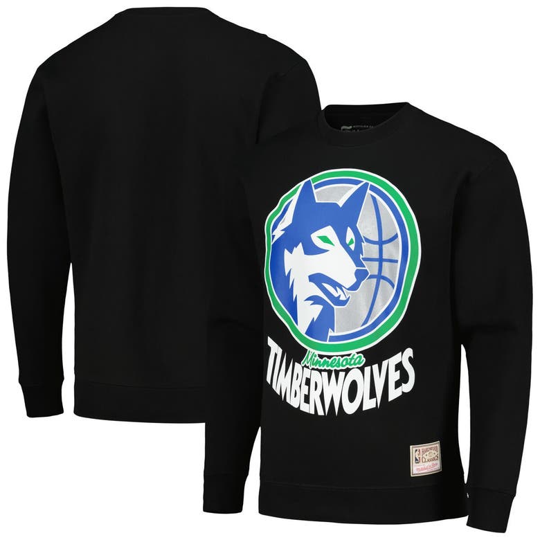Shop Mitchell & Ness Unisex  Black Minnesota Timberwolves Hardwood Classics Crew Pullover Sweatshirt