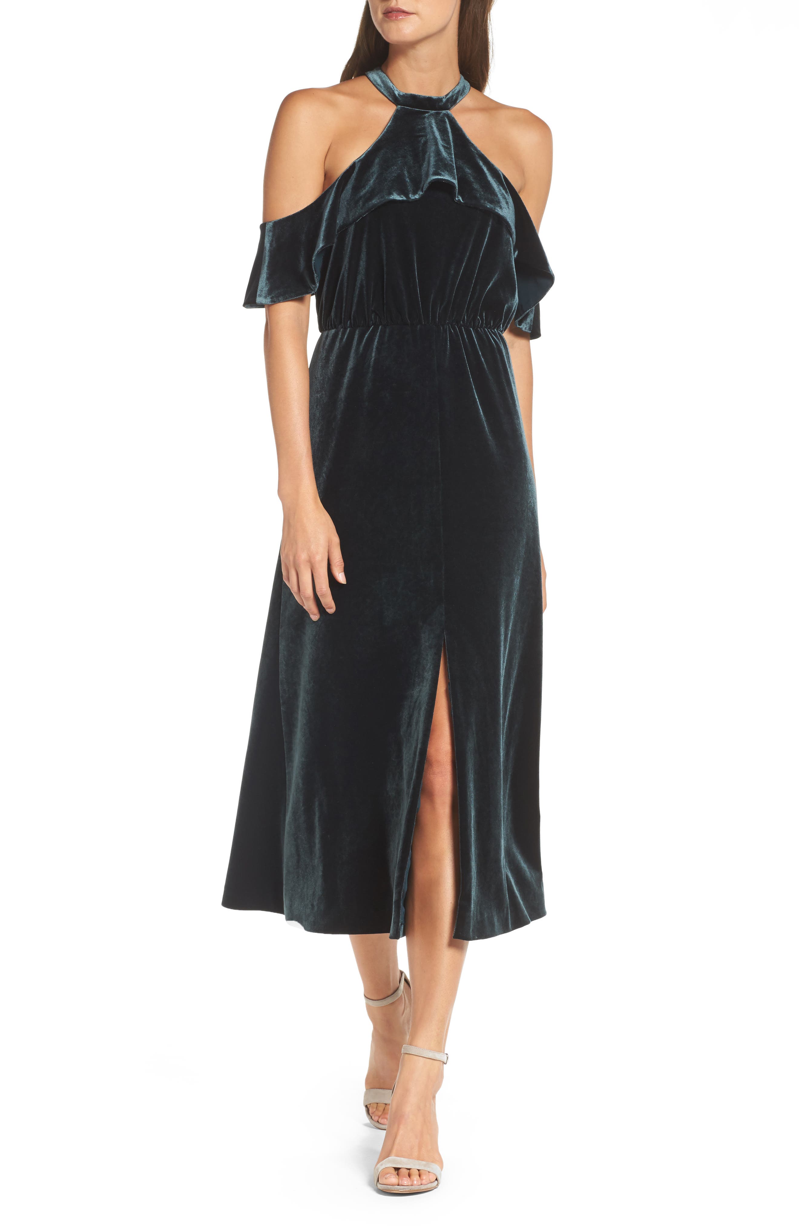 ali and jay velvet midi dress