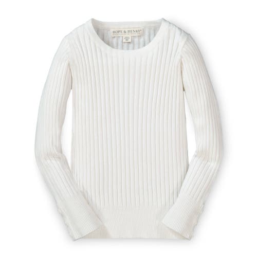Hope & Henry Baby Girls' Rib Knit Sweater Top, Infant In Soft White
