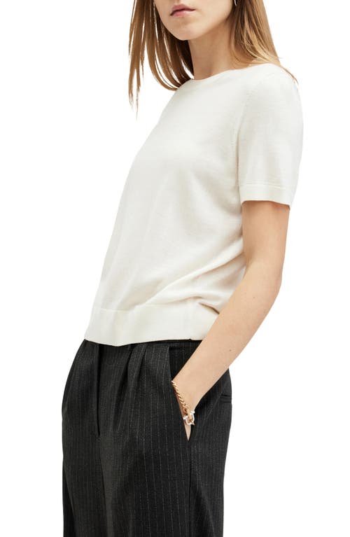 Shop Allsaints Bern Short Sleeve Wool Sweater In Chalk White