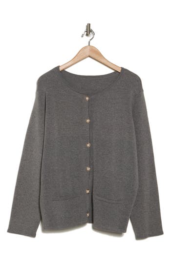 By Design Celeste Crop Cardigan In Medium Heather Grey