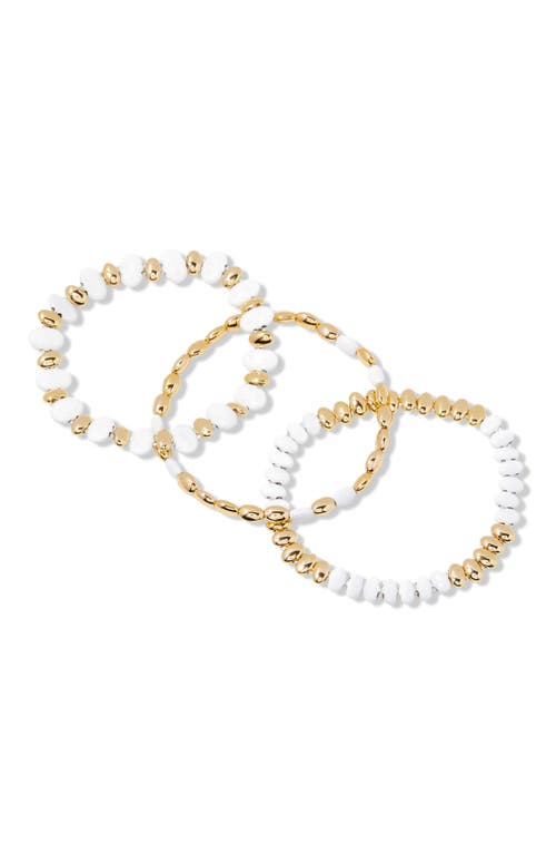Brook & York Brook And York Monterey Set Of 3 Beaded Bracelets In Gold/ White