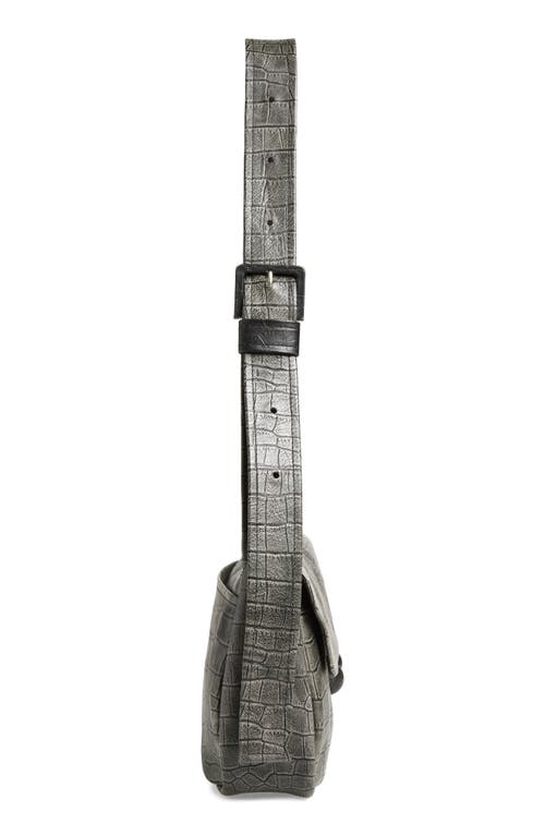 Marni Medium Trunkaroo Croc Embossed Leather Shoulder Bag In Black