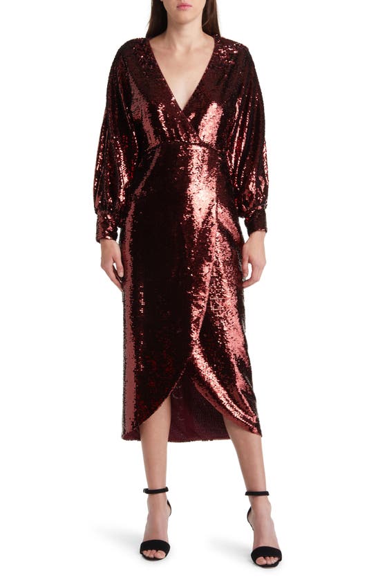 Ted Baker Womens Wine Emaleee Sequin-embellished Woven Midi Dress | ModeSens