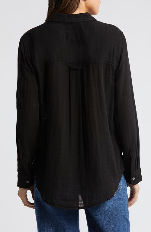 Shop Rails Ellis Cotton Gauze Button-up Shirt In Black