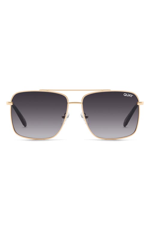 Quay Hot Take 59mm Navigator Sunglasses In Gold/smoke